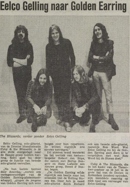 Het Vrije Volk newspaper article Eelco Gelling naar Golden Earring July 03, 1976
